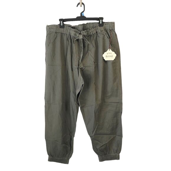 NEW Knox Rose Jogger Pants Joggers Womens Plus Size 1X Dusty Olive Elastic Waist - Picture 3 of 9